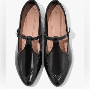 NEW Mary Jane Ballet Flats patent Vegan Leather Dress Comfy Soles Ankle Strap 10